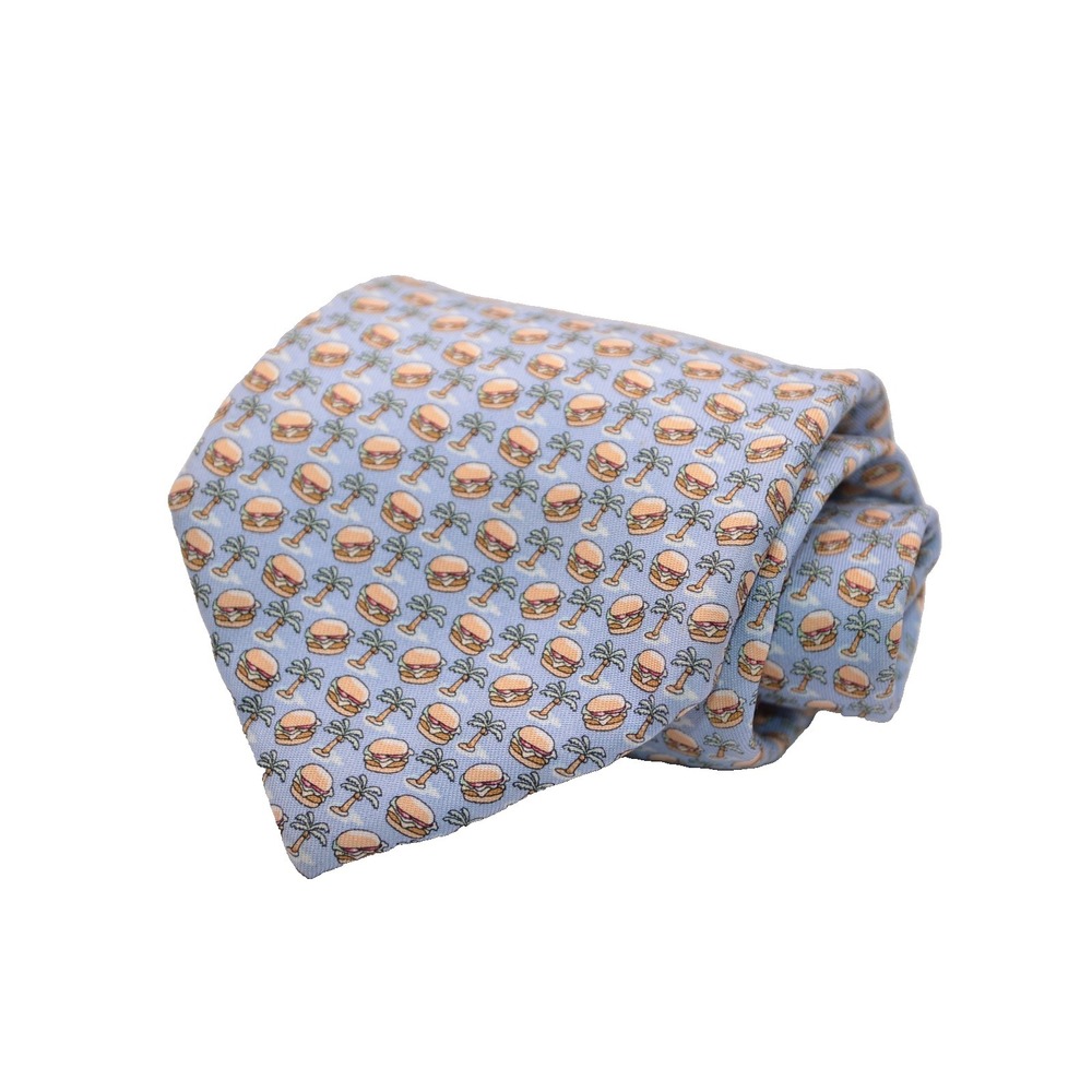 Vineyard Vines Cheeseburger In Paradise Necktie Jimmy Buffet Silk Hand Made USA